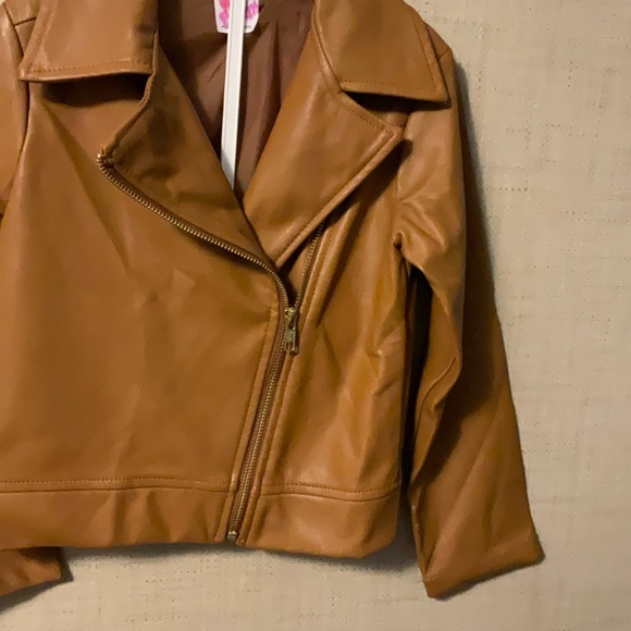 Wonder Nation Tan Leather Bomber Jacket - Picture 2 of 6